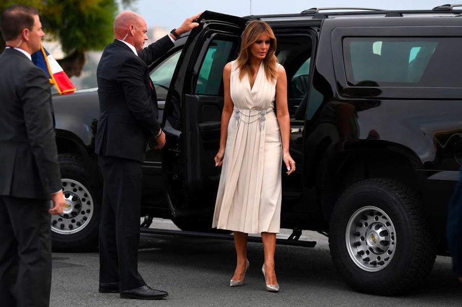 Melania Trump con un vestido de Gucci