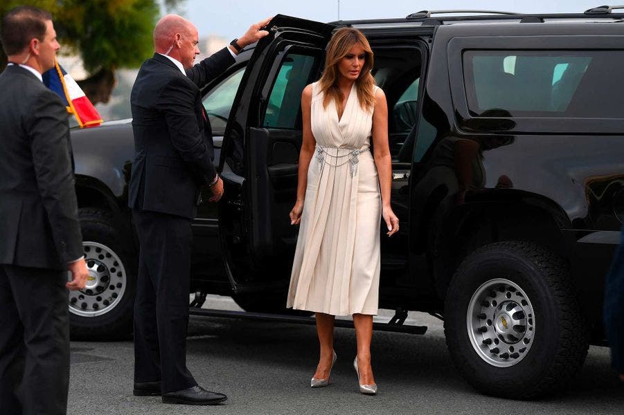 Melania Trump yn in Gucci-jurk