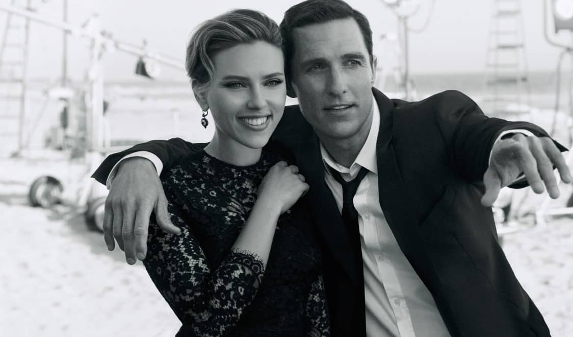 Scarlett Johansson ass d'Gesiicht vu Lucci a Gabbana