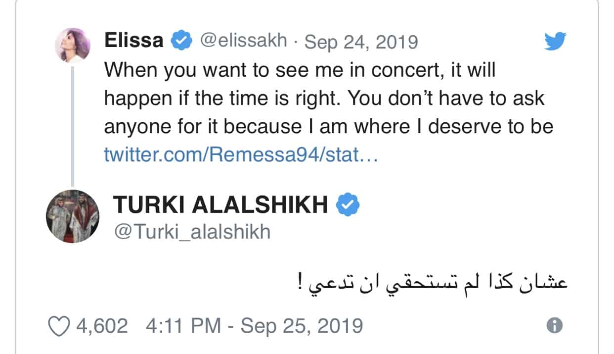 Elisan ja Turki Al Sheikhin yhteenotto
