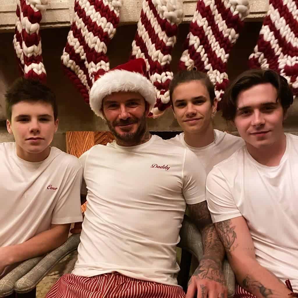 De familie van David Beckham viert Kerstmis