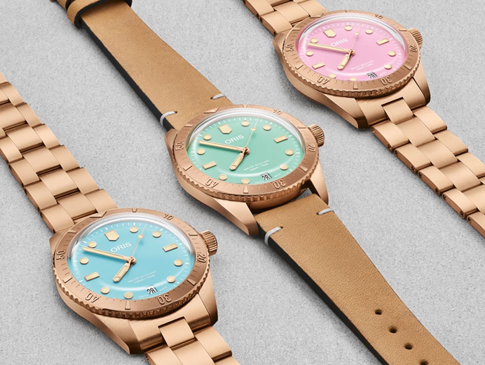 Les couleurs barbe à papa décorent les nouvelles montres suisses "Oris"