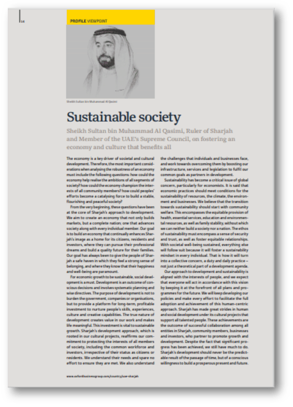 Sheikh Sultan bin Muhammad Al Qasimi – A közösségfejlesztés fő szerepe a fenntartható gazdasági növekedés elérésében