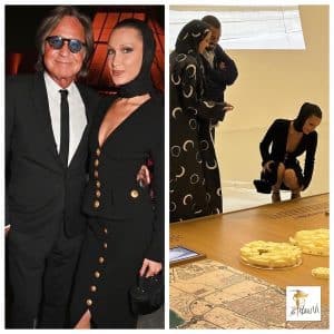 Bella Hadid su savo tėvu Mohamedu Hadid Dohoje