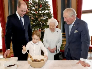 The late Queen, King Charles, Prince William and Prince George