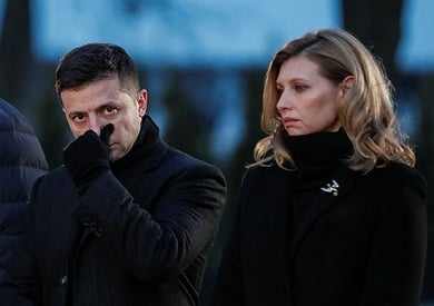 El presidente ucraniano Zelensky y su esposa