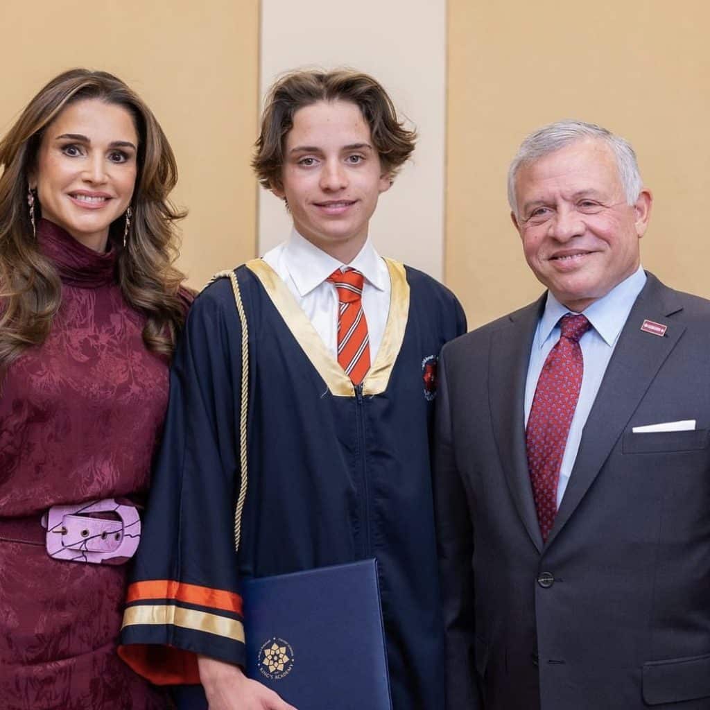 King Abdullah an Queen Rania, mat hirem Jong Prënz Hashem an der Mëtt